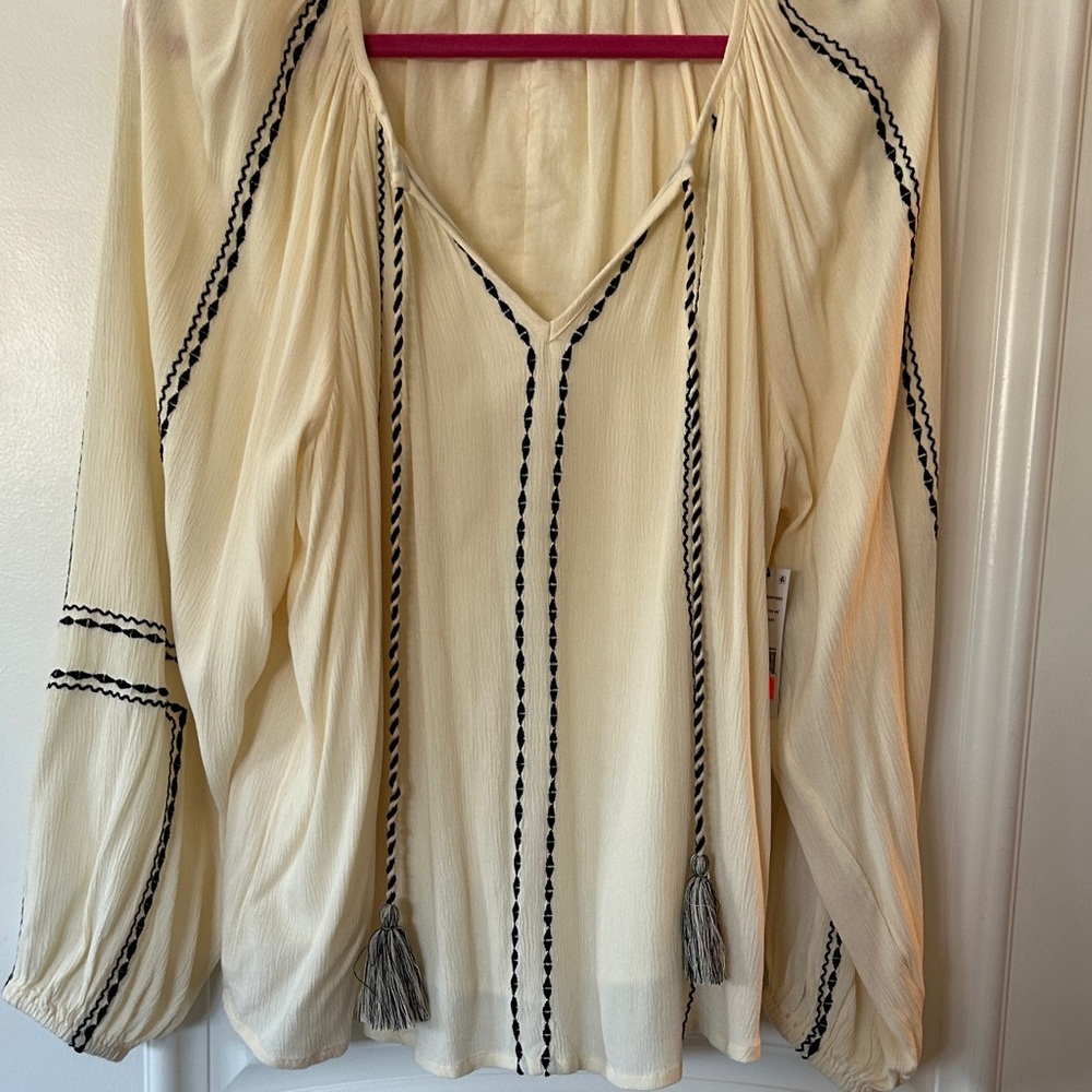 Liverpool Cream Blouse with Black Detailing